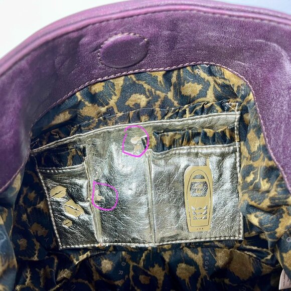 Laundry By Shelli Segal Bag SOFT Lambskin Leather Hobo  Color Eggplant - Picture 9 of 15